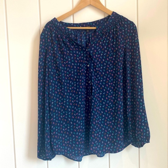 Nautical navy blouse by Talbots EUC - Picture 2 of 6